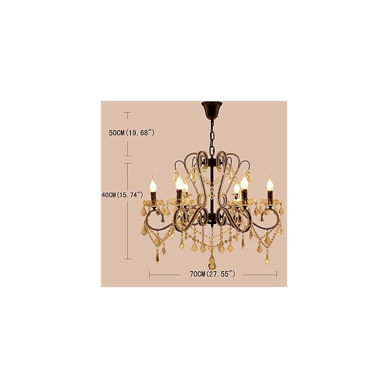 Lustre en cristal à 6 lumières, moderne, contemporain, traditionnel, classique, rustique, lodge, vintage, rétro