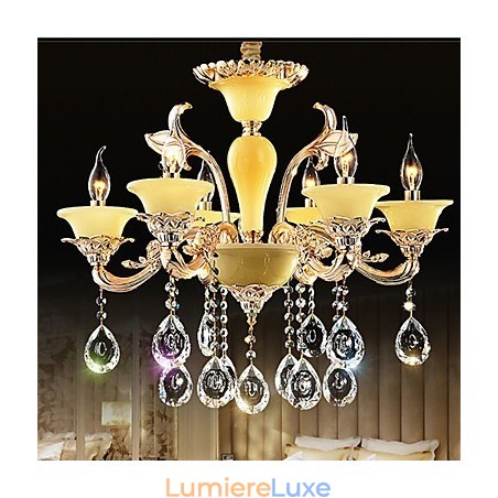 Lampe à suspension européenne en cristal Lampe à suspension en cristal en alliage de zinc Lampe à suspension européenne en cristal Lampe à suspension en cristal en alliage de zinc