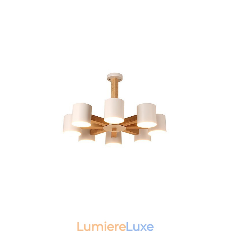 Lustre 8 lumières moderne contemporain traditionnel classique vintage campagne bois caractéristique pour bois