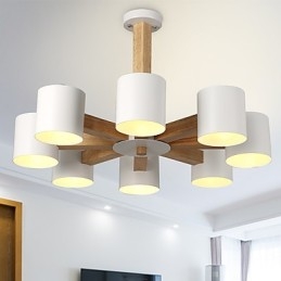 Lustre 8 lumières moderne contemporain traditionnel classique vintage campagne bois caractéristique pour bois