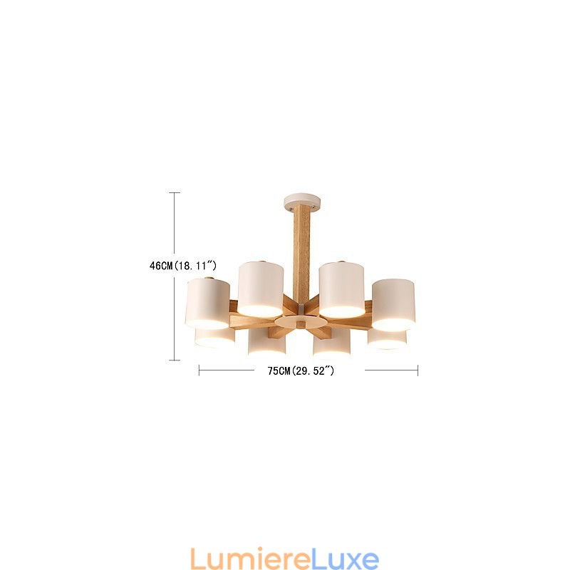 Lustre 8 lumières moderne contemporain traditionnel classique vintage campagne bois caractéristique pour bois