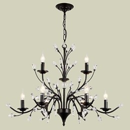 Lustre en cristal à 9 lumières, style moderne, contemporain, traditionnel, classique, vintage, rétro, style campagnard