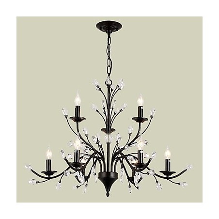 Lustre en cristal à 9 lumières, style moderne, contemporain, traditionnel, classique, vintage, rétro, style campagnard Lustre en cristal à 9 lumières, style moderne, contemporain, traditionnel, classique, vintage, rétro, style campagnard