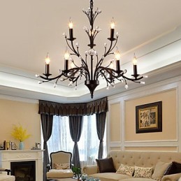 Lustre en cristal à 9 lumières, style moderne, contemporain, traditionnel, classique, vintage, rétro, style campagnard
