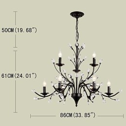 Lustre en cristal à 9 lumières, style moderne, contemporain, traditionnel, classique, vintage, rétro, style campagnard