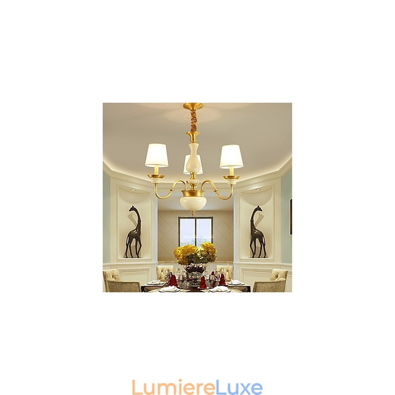 Lustre tout en cuivre Lustre décoratif en jade