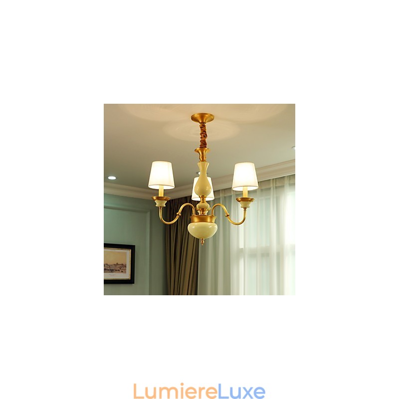 Lustre tout en cuivre Lustre décoratif en jade