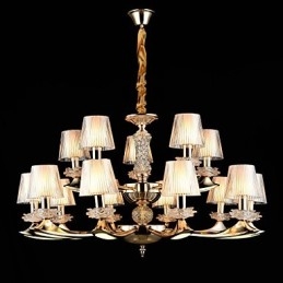 Suspension en alliage de zinc pour intérieur, style mini cristal, 15 ampoules