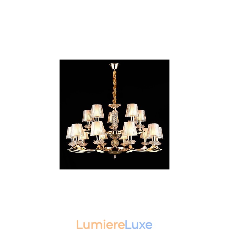 Suspension en alliage de zinc pour intérieur, style mini cristal, 15 ampoules