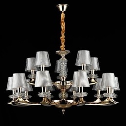 Suspension en alliage de zinc pour intérieur, style mini cristal, 15 ampoules