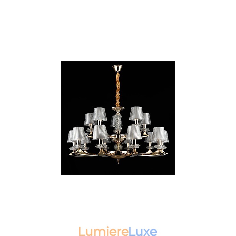 Suspension en alliage de zinc pour intérieur, style mini cristal, 15 ampoules