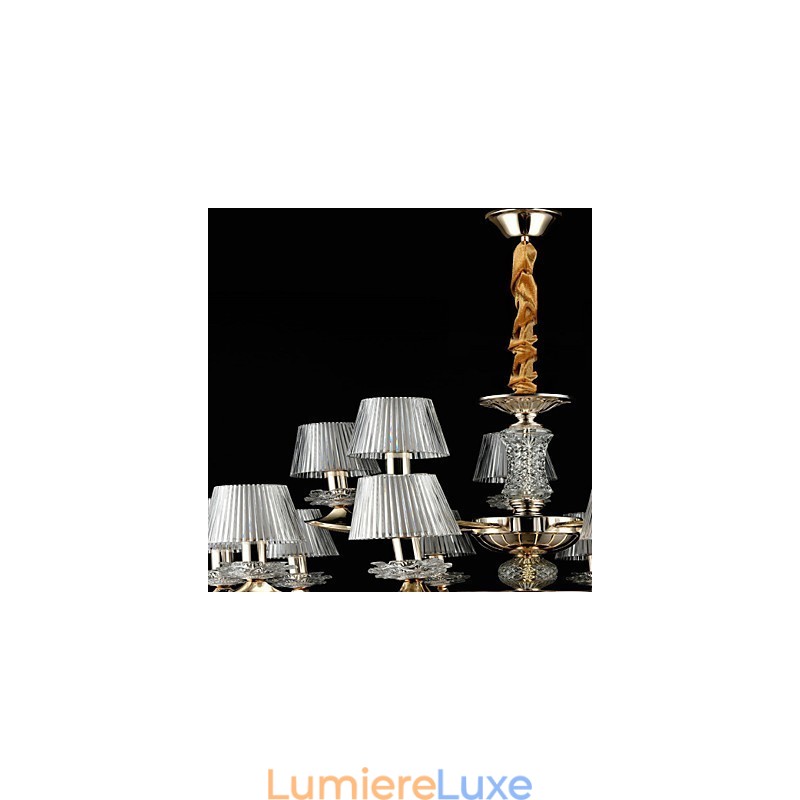 Suspension en alliage de zinc pour intérieur, style mini cristal, 15 ampoules