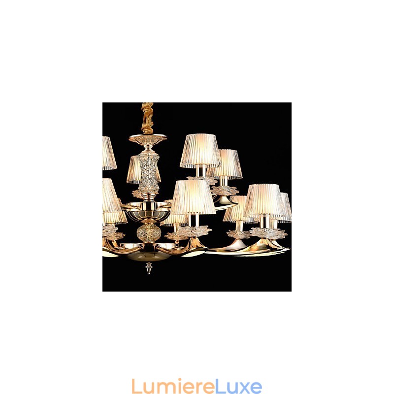 Suspension en alliage de zinc pour intérieur, style mini cristal, 15 ampoules