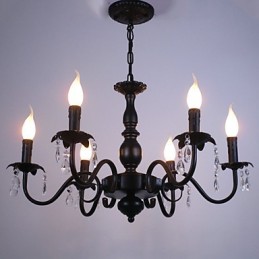 Lustre de style européen, lampe en cristal, lampe d'art en fer simple, lampe décorative
