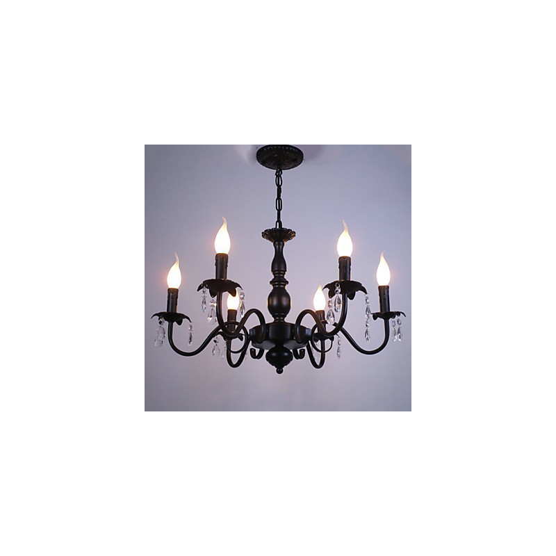 Lustre de style européen, lampe en cristal, lampe d'art en fer simple, lampe décorative