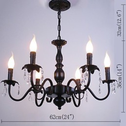 Lustre de style européen, lampe en cristal, lampe d'art en fer simple, lampe décorative