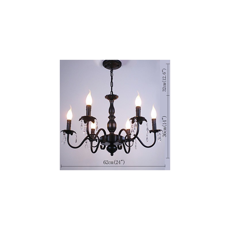 Lustre de style européen, lampe en cristal, lampe d'art en fer simple, lampe décorative