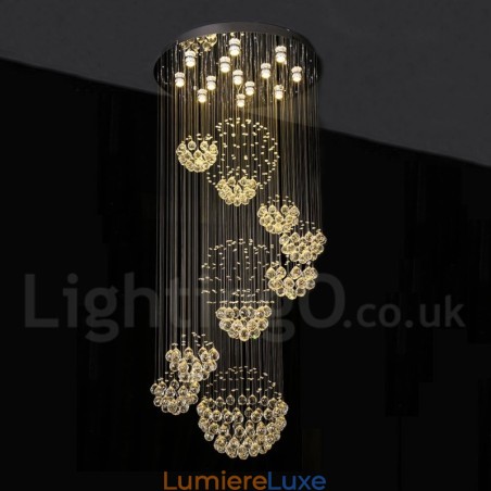 Lustre suspendu en cristal extra long de 5 mètres, design moderne, luminaire d'intérieur Lustre suspendu en cristal extra long de 5 mètres, design moderne, luminaire d'intérieur
