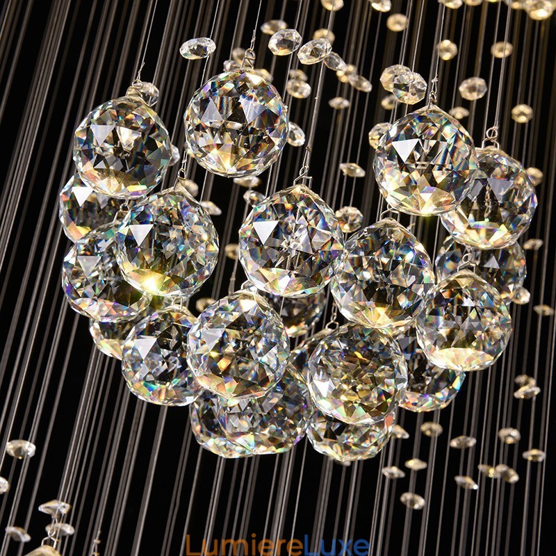 Lustre suspendu en cristal extra long de 5 mètres, design moderne, luminaire d'intérieur