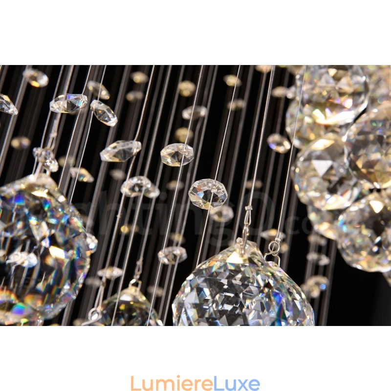 Lustre suspendu en cristal extra long de 5 mètres, design moderne, luminaire d'intérieur