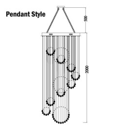 Lustre suspendu en cristal extra long de 5 mètres, design moderne, luminaire d'intérieur