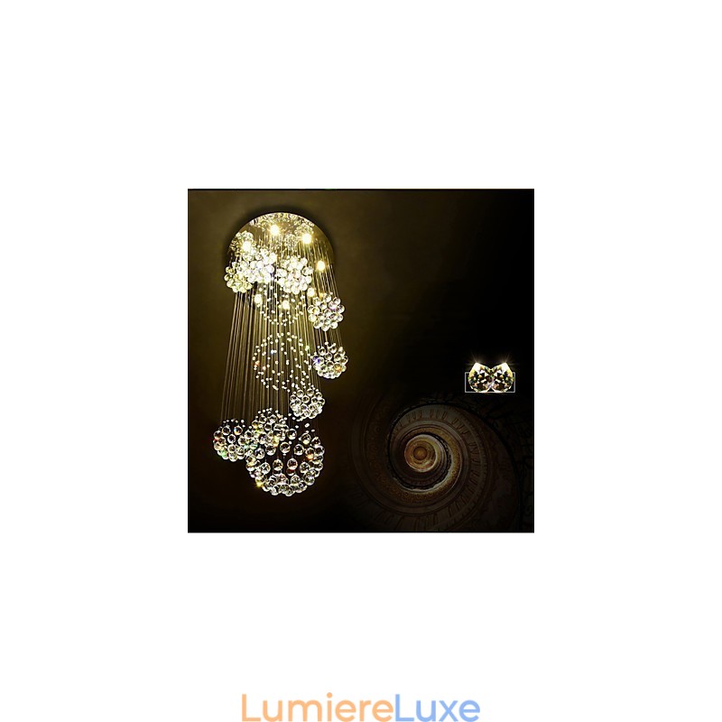 Lustre suspendu en cristal extra long de 5 mètres, design moderne, luminaire d'intérieur