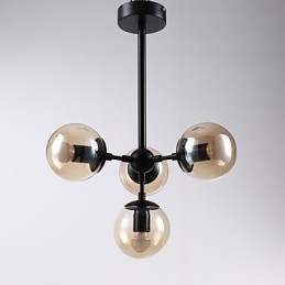 Lampe suspendue en verre métallique à quatre lumières de style européen moderne Modo pour le hall d'entrée, lampe de lustre industrielle décorative