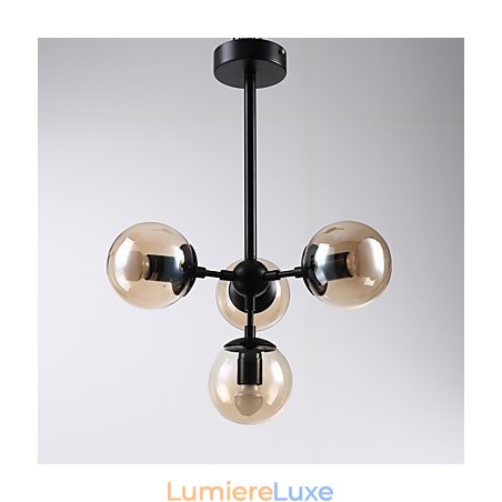Lampe suspendue en verre métallique à quatre lumières de style européen moderne Modo pour le hall d'entrée, lampe de lustre industrielle décorative Lampe suspendue en verre métallique à quatre lumières de style européen moderne Modo pour le hall d'entrée, lampe de lustre industrielle décorative