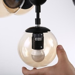 Lampe suspendue en verre métallique à quatre lumières de style européen moderne Modo pour le hall d'entrée, lampe de lustre industrielle décorative