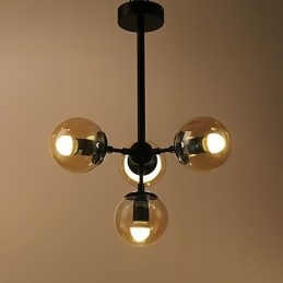 Lampe suspendue en verre métallique à quatre lumières de style européen moderne Modo pour le hall d'entrée, lampe de lustre industrielle décorative