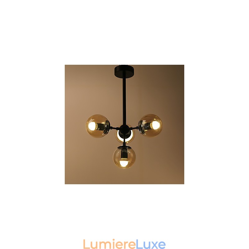Lampe suspendue en verre métallique à quatre lumières de style européen moderne Modo pour le hall d'entrée, lampe de lustre industrielle décorative