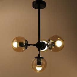 Lampe suspendue en verre métallique à quatre lumières de style européen moderne Modo pour le hall d'entrée, lampe de lustre industrielle décorative
