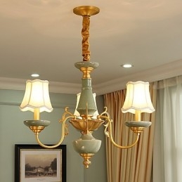 Lustre tout en cuivre Lustre décoratif en jade OP0