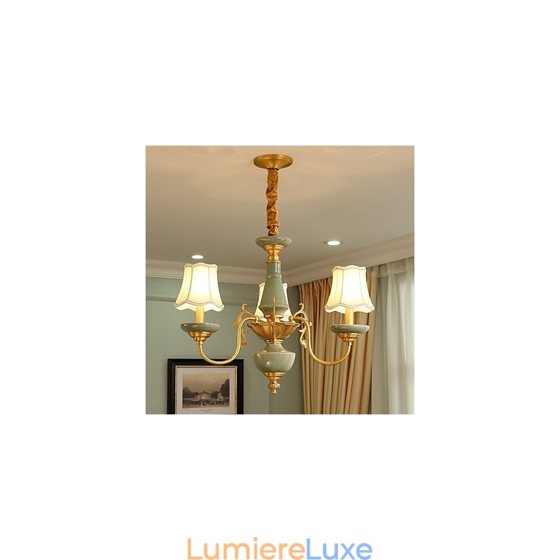 Lustre tout en cuivre Lustre décoratif en jade OP0