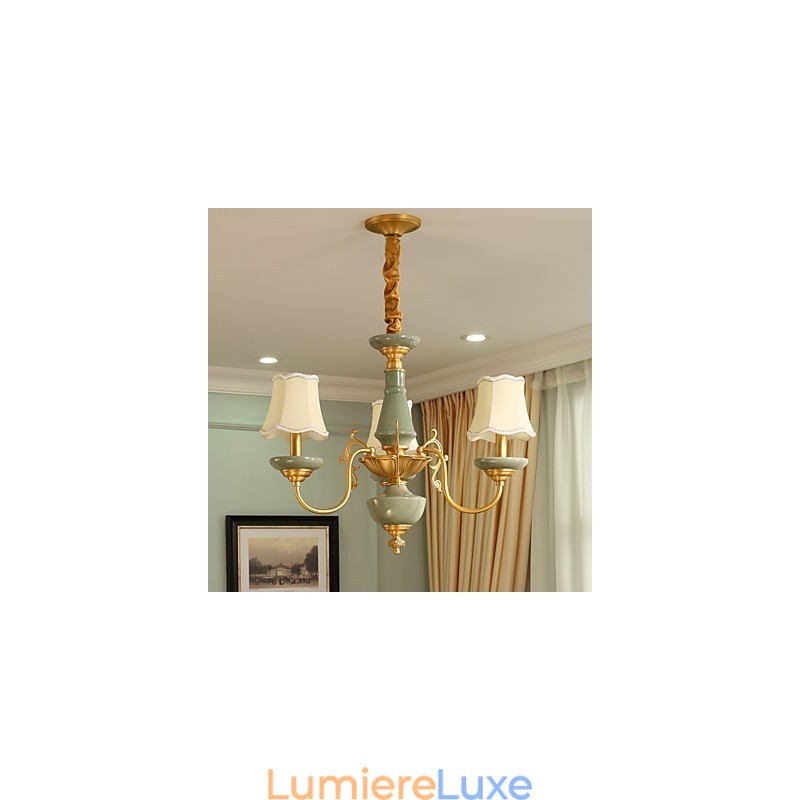 Lustre tout en cuivre Lustre décoratif en jade OP0