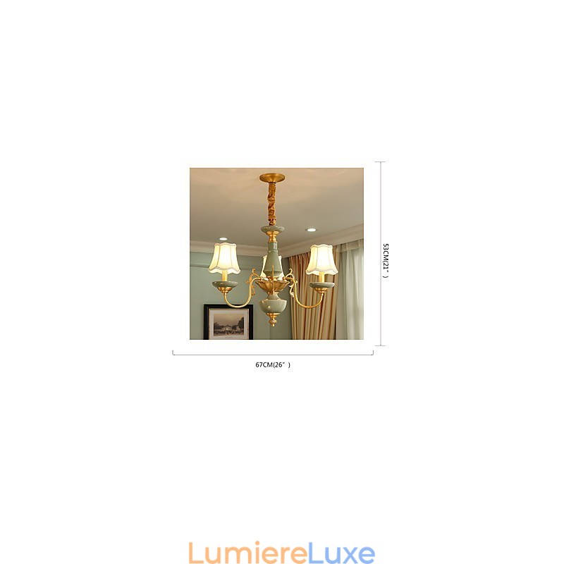 Lustre tout en cuivre Lustre décoratif en jade OP0