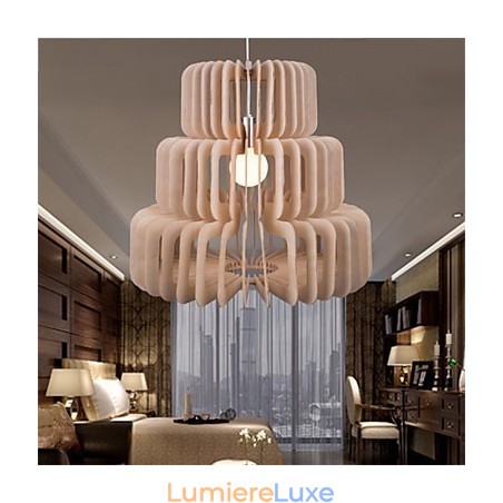 Lustre vintage en bois à trois étages Lustre vintage en bois à trois étages