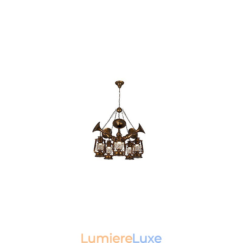 Lustre en métal style mini design rustique avec globe rétro vintage