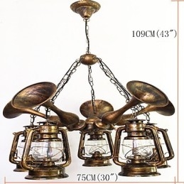 Lustre en métal style mini design rustique avec globe rétro vintage