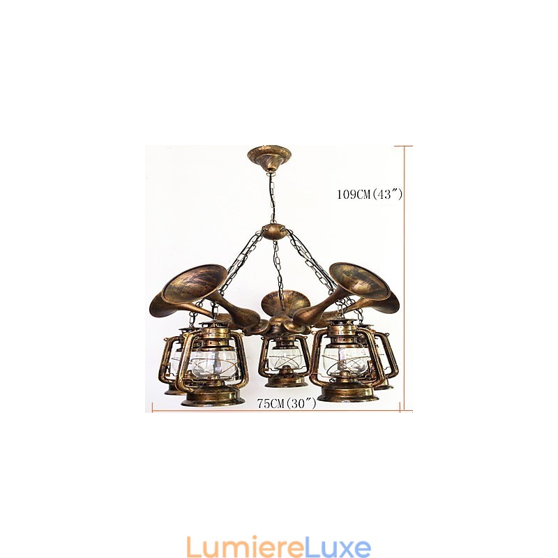 Lustre en métal style mini design rustique avec globe rétro vintage