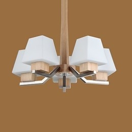 Lustre en bois et bambou galvanisé moderne et contemporain