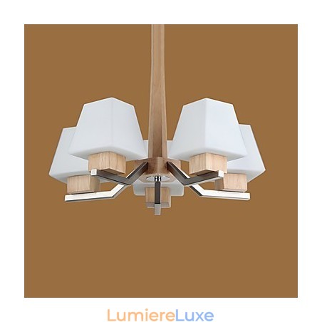 Lustre en bois et bambou galvanisé moderne et contemporain Lustre en bois et bambou galvanisé moderne et contemporain
