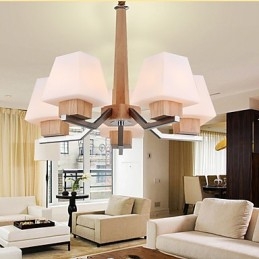 Lustre en bois et bambou galvanisé moderne et contemporain