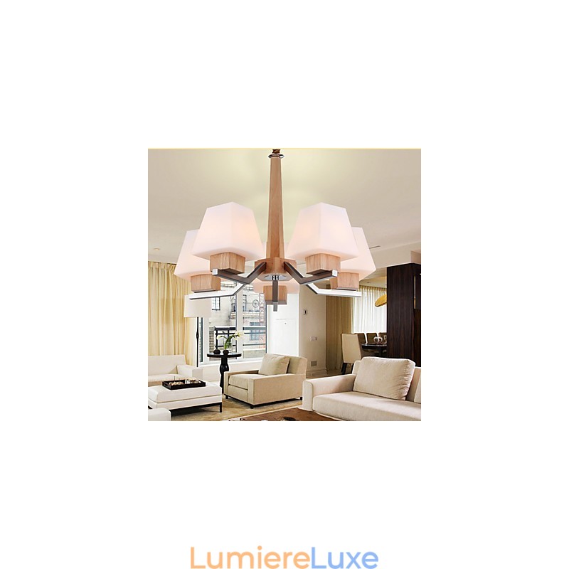 Lustre en bois et bambou galvanisé moderne et contemporain