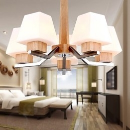 Lustre en bois et bambou galvanisé moderne et contemporain