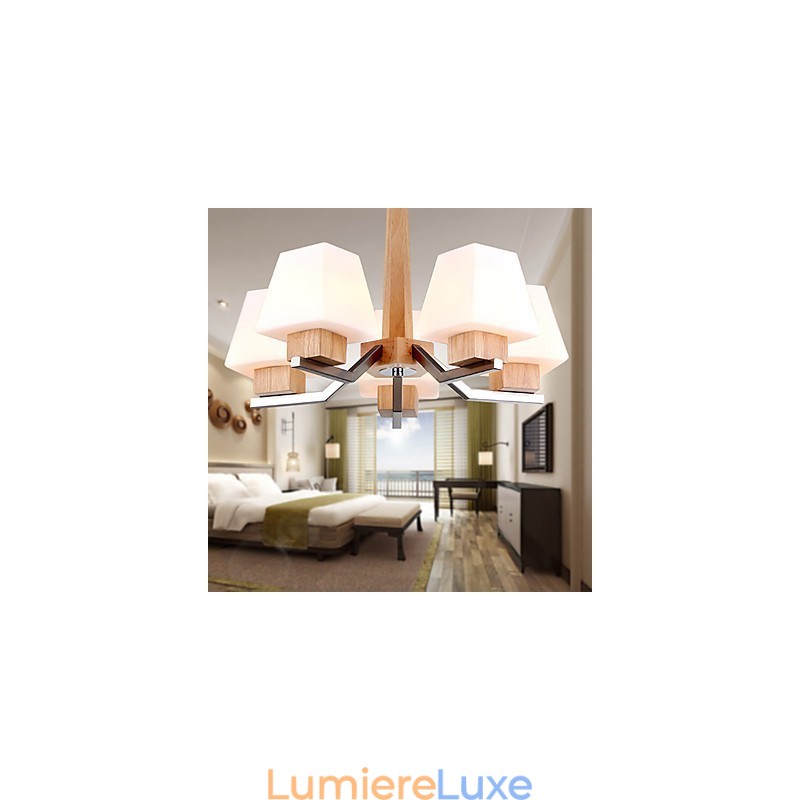 Lustre en bois et bambou galvanisé moderne et contemporain