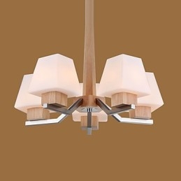 Lustre en bois et bambou galvanisé moderne et contemporain