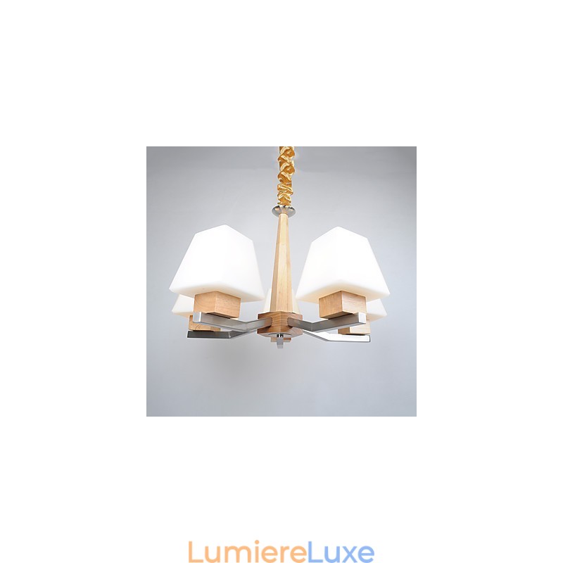 Lustre en bois et bambou galvanisé moderne et contemporain