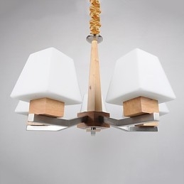 Lustre en bois et bambou galvanisé moderne et contemporain