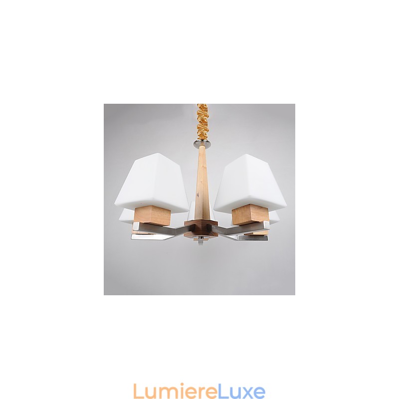 Lustre en bois et bambou galvanisé moderne et contemporain